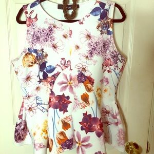 Boohoo Floral Peplum Top
